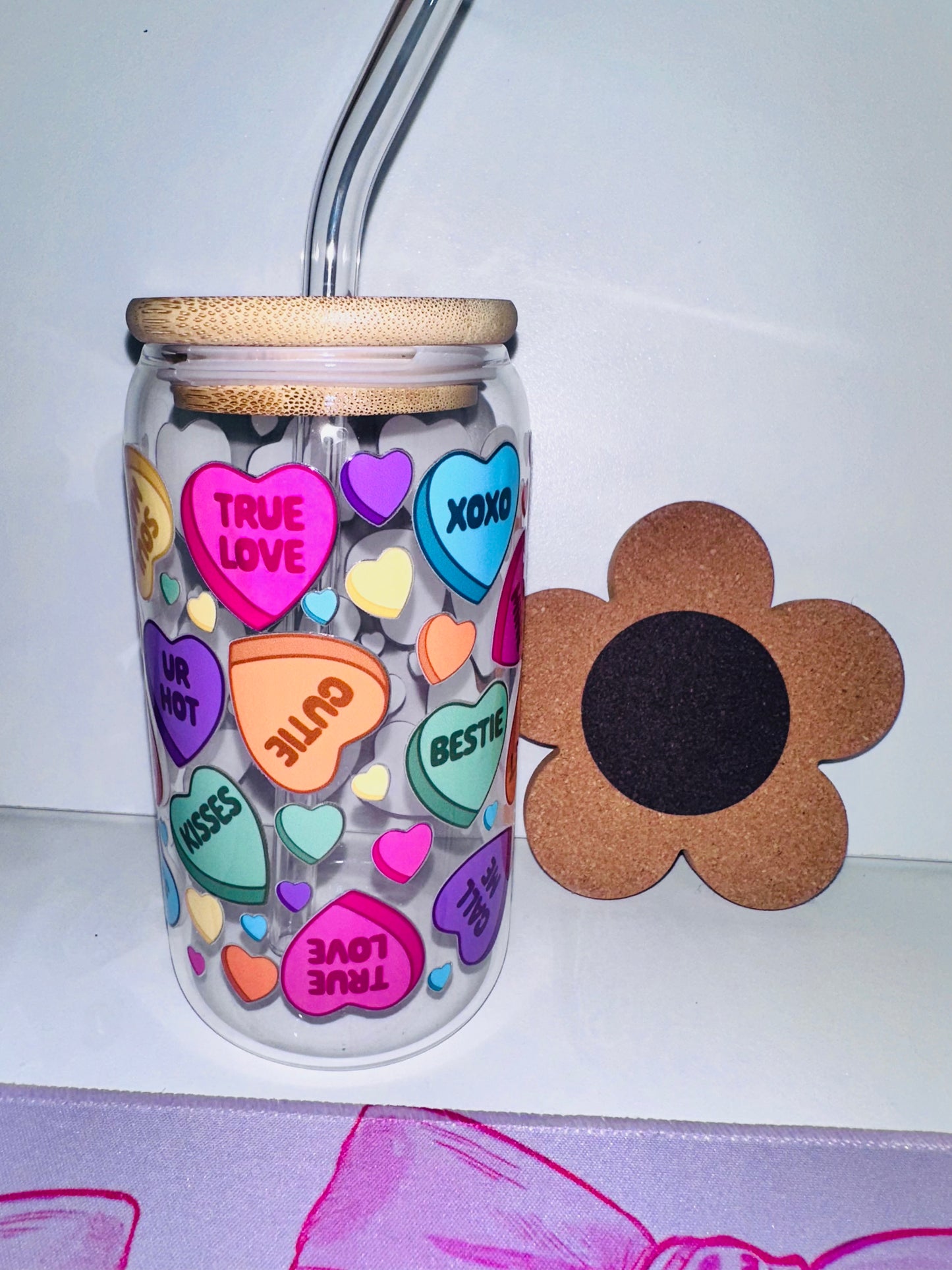 Candy Hearts Glass Cup 💕